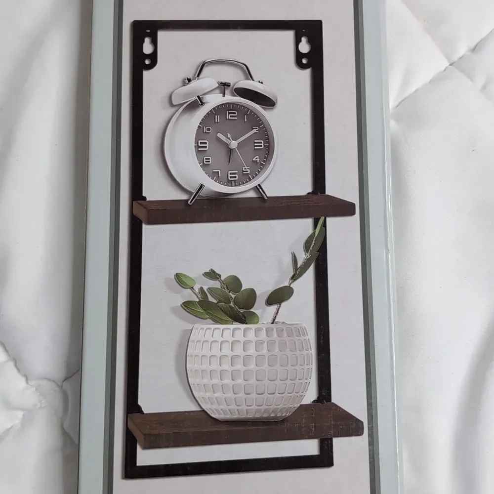 True Living 2 Tier Wall Shelf in Brown, NEW in Box. - Picture 3 of 4